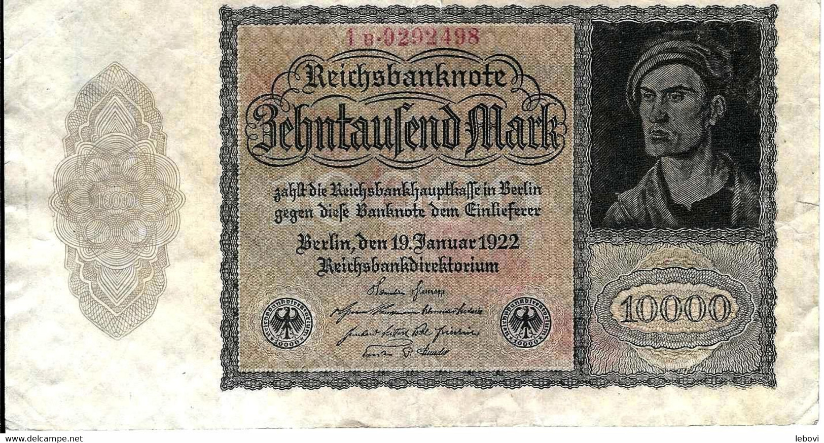 ALLEMAGNE – 10.000 Mark  (19.01.1922) - 10.000 Mark