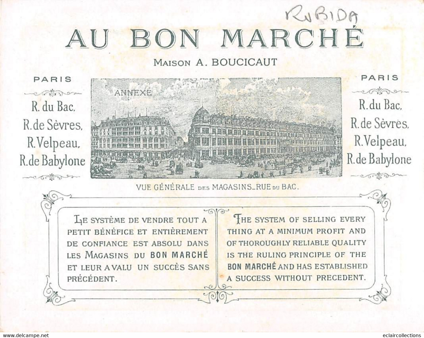 Image Chromo  Au Bon Marché   4 Dessins  14 X 10.5cm  Vieux Paris Expo 1900 Par Robida      (voir Scan) - Autres & Non Classés