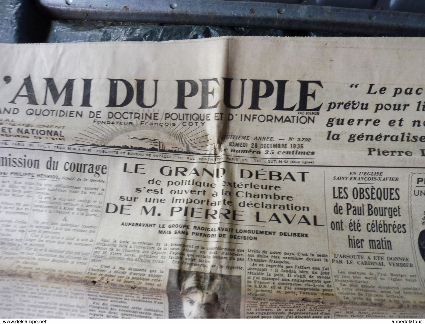 1935 L'AMI DU PEUPLE: Exposition Gustave Courbet à Zurich ;Réaction Populaire En Chine Contre L'expansion Japonaise; Etc - Allgemeine Literatur