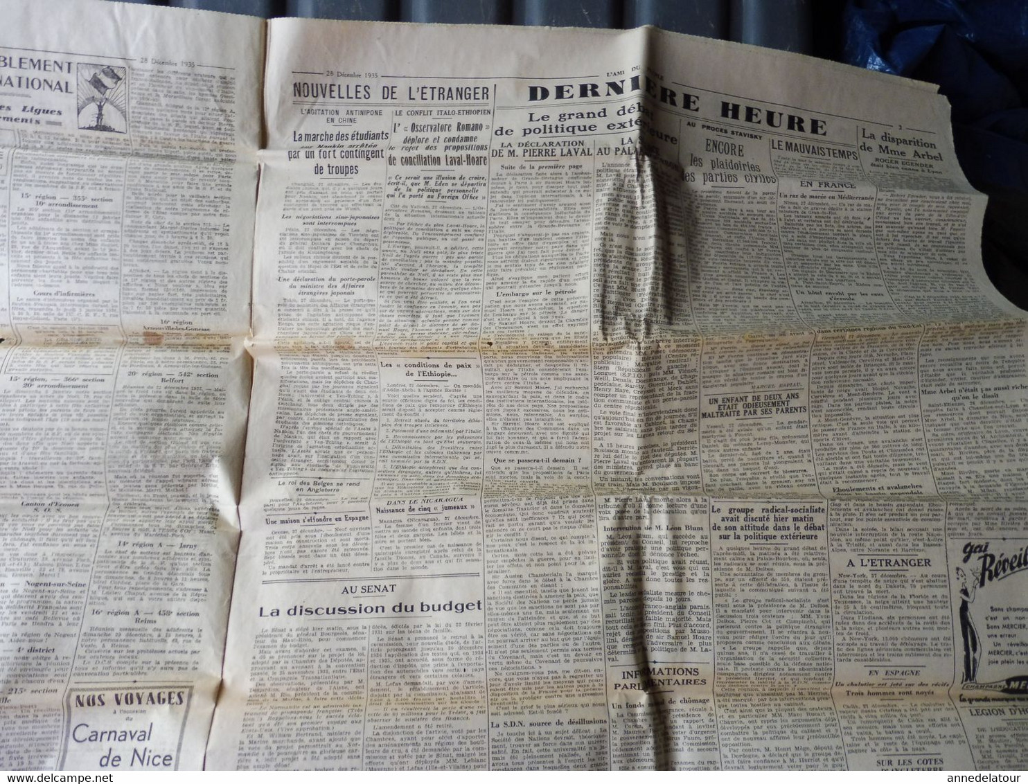 1935 L'AMI DU PEUPLE: Exposition Gustave Courbet à Zurich ;Réaction populaire en Chine contre l'expansion japonaise; etc