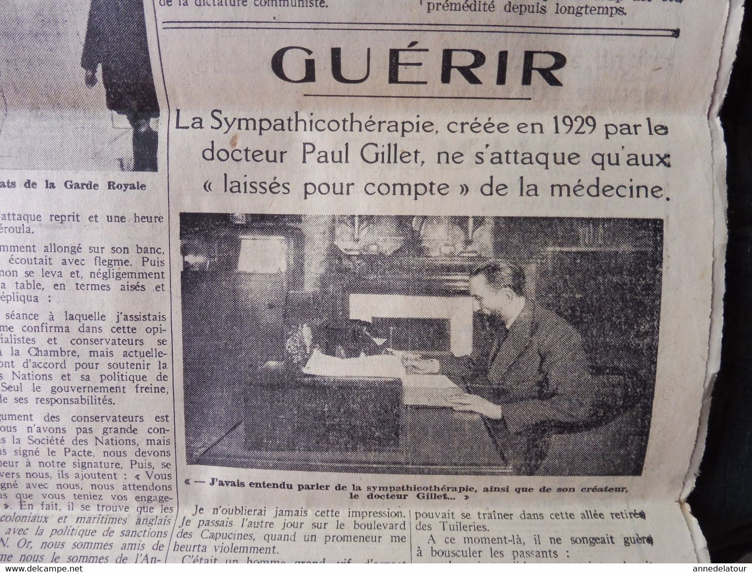 1935 L'AMI DU PEUPLE:Régime et hygiène du foie ;Terrible accident d'avion à Croydon ;Guérir par sympathicothérapie ; etc