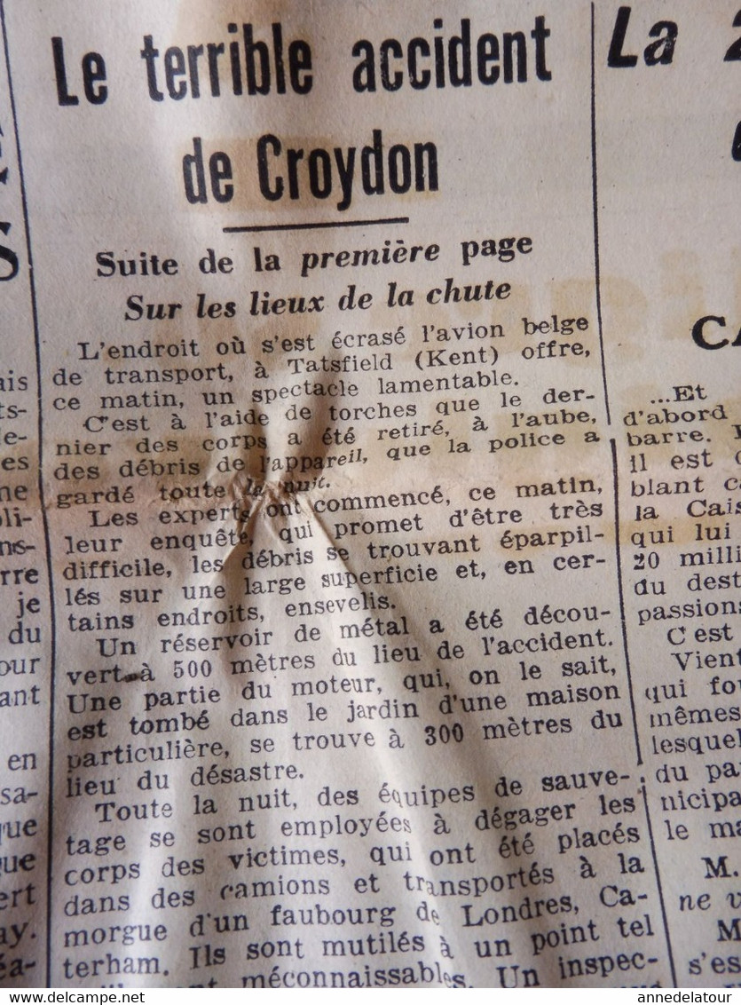 1935 L'AMI DU PEUPLE:Régime et hygiène du foie ;Terrible accident d'avion à Croydon ;Guérir par sympathicothérapie ; etc