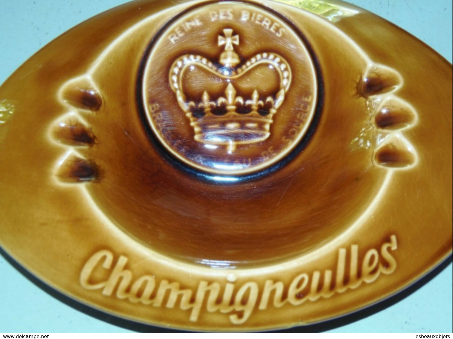 JOLI ANCIEN GROS CENDRIER PUBLICITE BIERES CHAMPIGNEULLES SARREGUEMINES Bistrot Café Déco Collection Vitrine - Porcelain