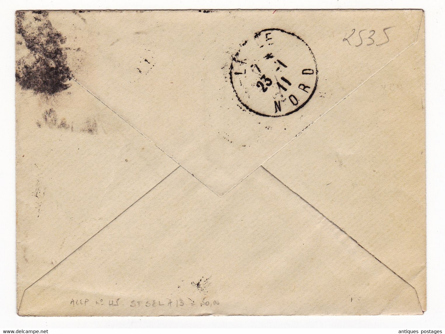 Enveloppe 1911 Entier Postal Semeuse 10 Centimes Nice Alpes Maritimes Pour Lille Nord Hugo De Cort Numismatie - Standard- Und TSC-Briefe (vor 1995)