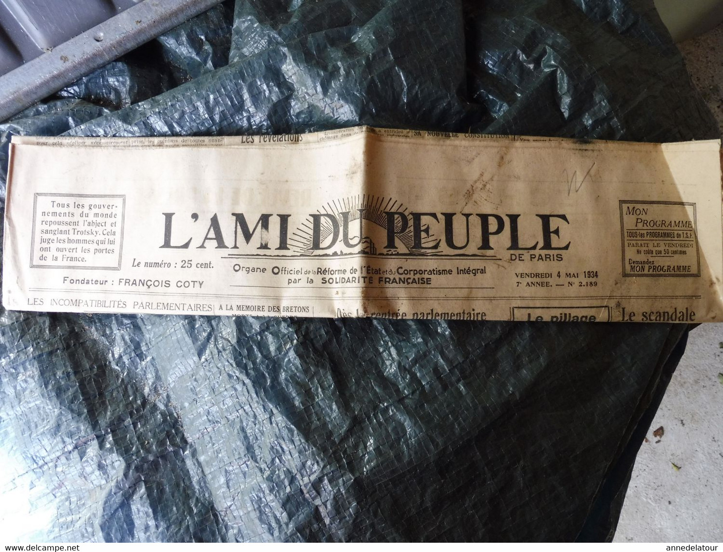 1934 L'AMI DU PEUPLE:Saintes-Anne-d'Auray ,pour Les 240000 Bretons Tués à La Guerre ;Espion Allemand -Affaire Frogé; Etc - Testi Generali