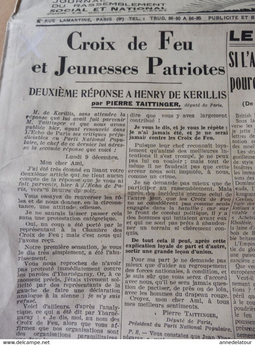 1935 L'AMI DU PEUPLE : Croix De Feu Et Jeunesses Patriotes ; Publicité --> Avec KRUCHEN Au Pays De La Santé ; Etc - Informations Générales