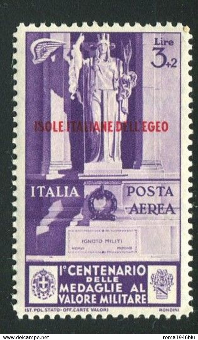 EGEO 1934 MEDAGLIE  POSTA AEREA 3 L. + 2 L. * GOMMA ORIGINALE - Aegean