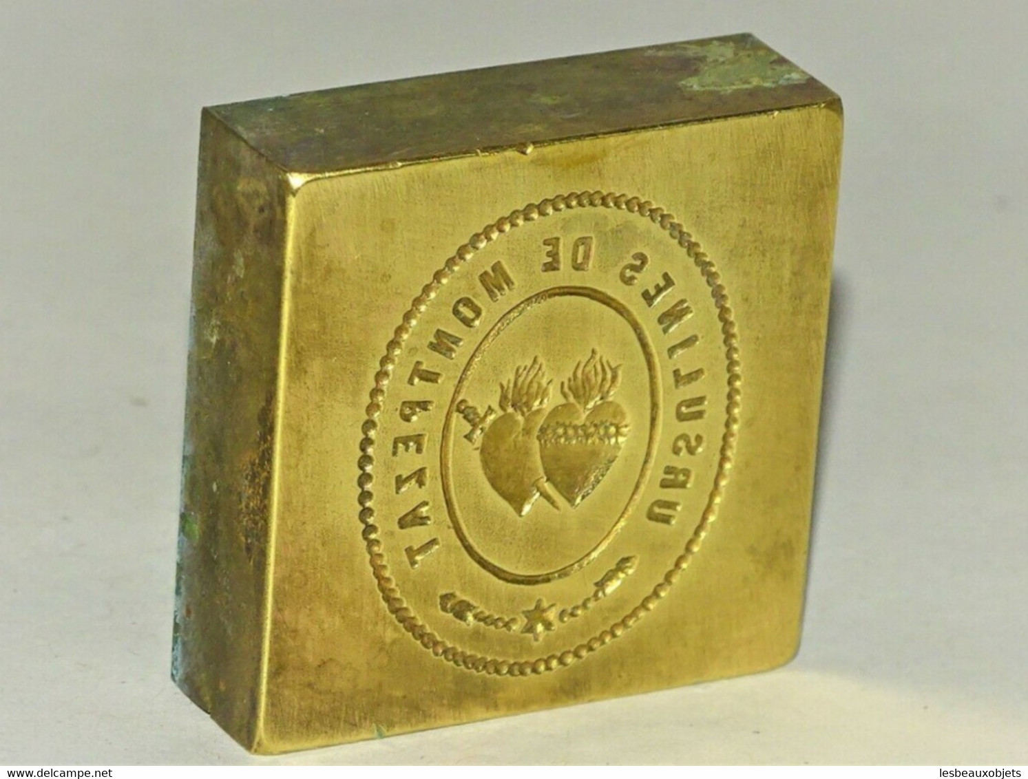 MATRICE BRONZE IMPRIMERIE URSULINES De MONTPEZAT RELIGION 2 COEURS Transpercés - Stempel & Siegel