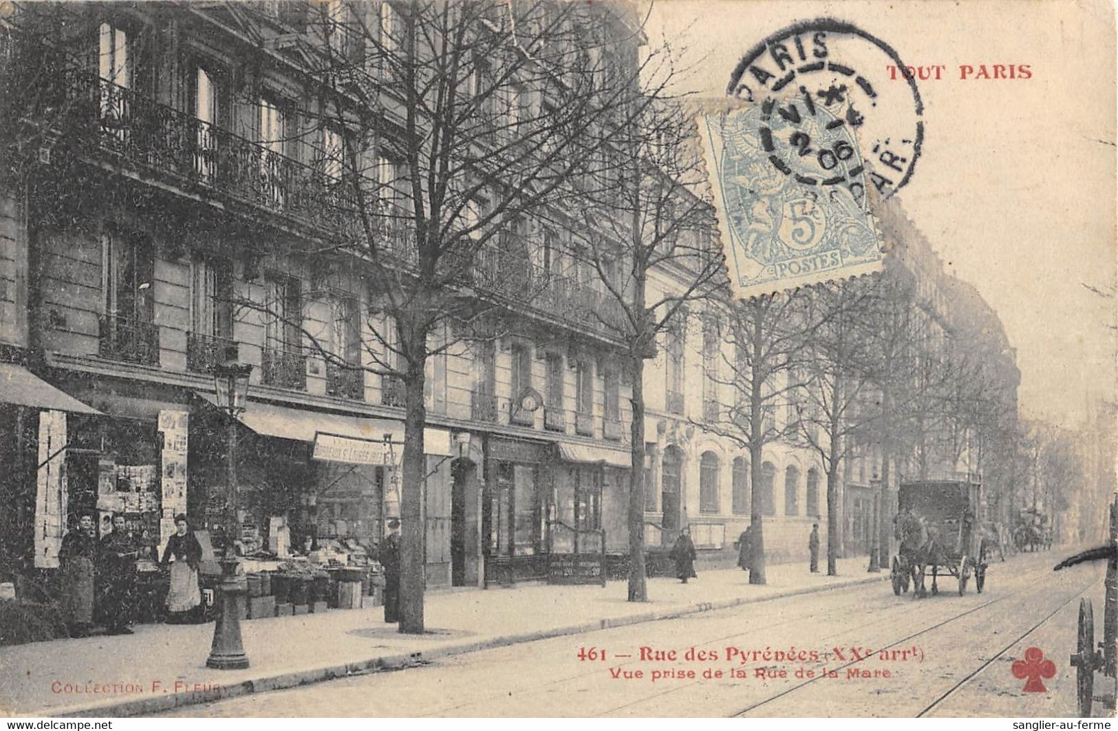 CPA 75 PARIS XXe TOUT PARIS RUE DES PYRENEES VUE PRISE DE LA RUE DE LA MARE - District 20