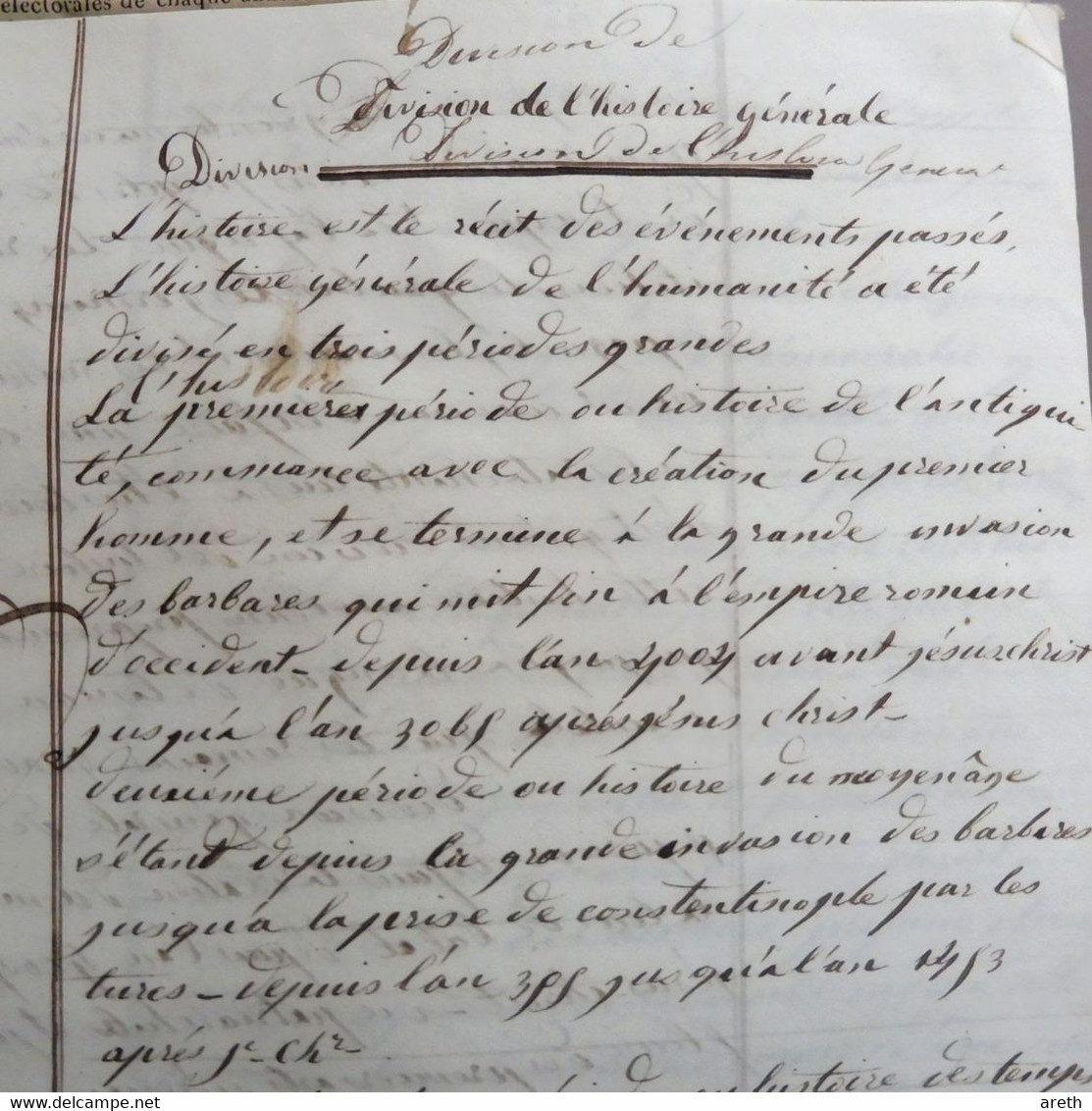 Cahier Manuscrit 80 Pages HISTOIRE GENERALE.......1830 - Manuscripts