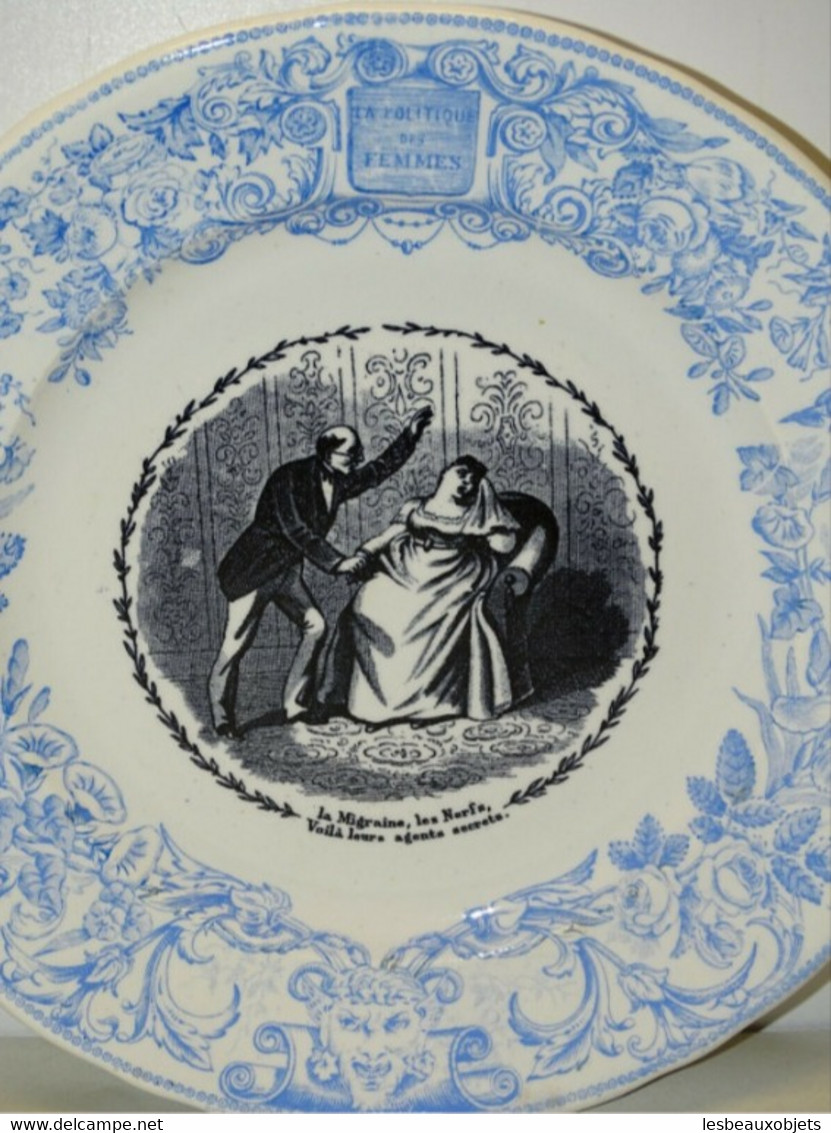 ANCIENNE ASSIETTE PARLANTE J.VIEILLARD BORDEAUX LA POLITIQUE DES FEMMES VITRINE Collection Déco Céramique - Bordeaux (FRA)