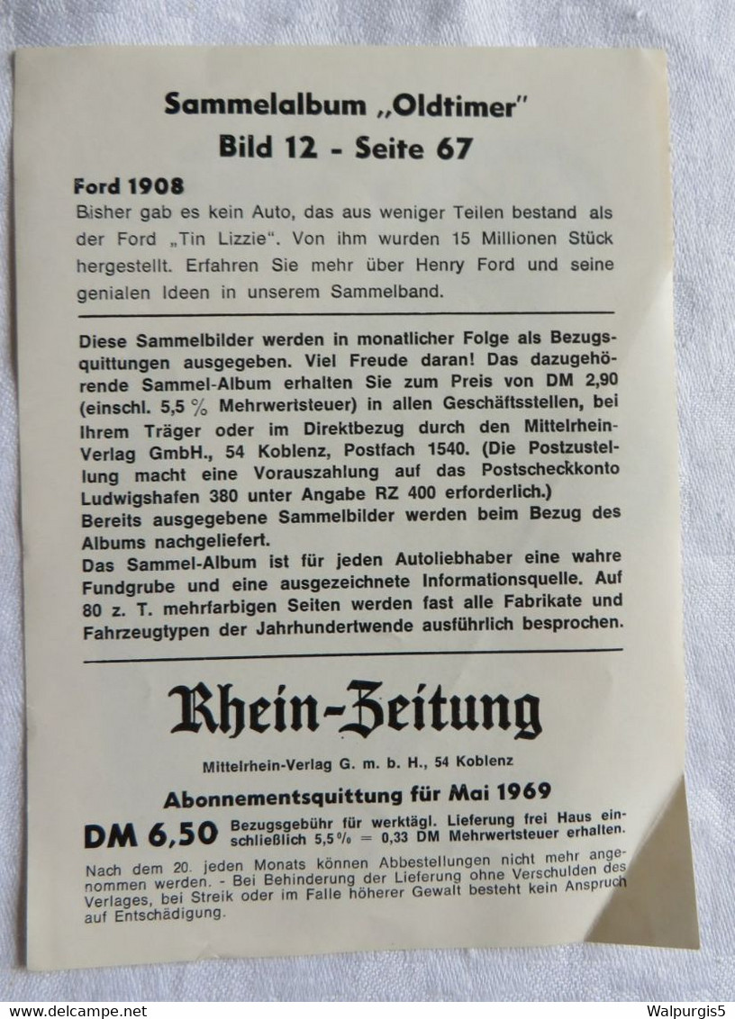Bezugsquittung Rheinzeitung 1969 - Drukkerij & Papieren