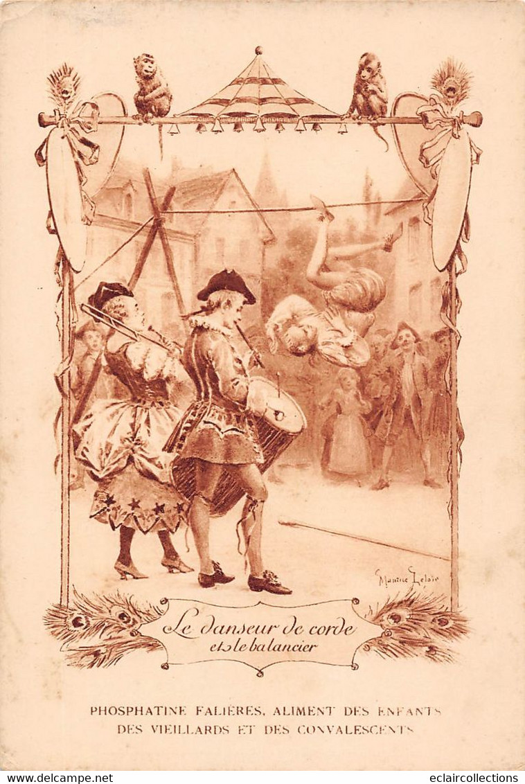 Image; 19x13.  Fable Le Danseur De Corde Et Le Balancier Dessin De M.  Leloir  (voir Scan) - Andere & Zonder Classificatie