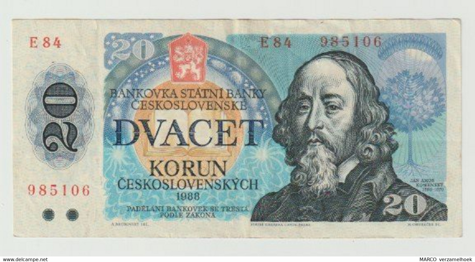 Used Banknote Ceskoslovenska 20 Korun 1988 - Tchécoslovaquie