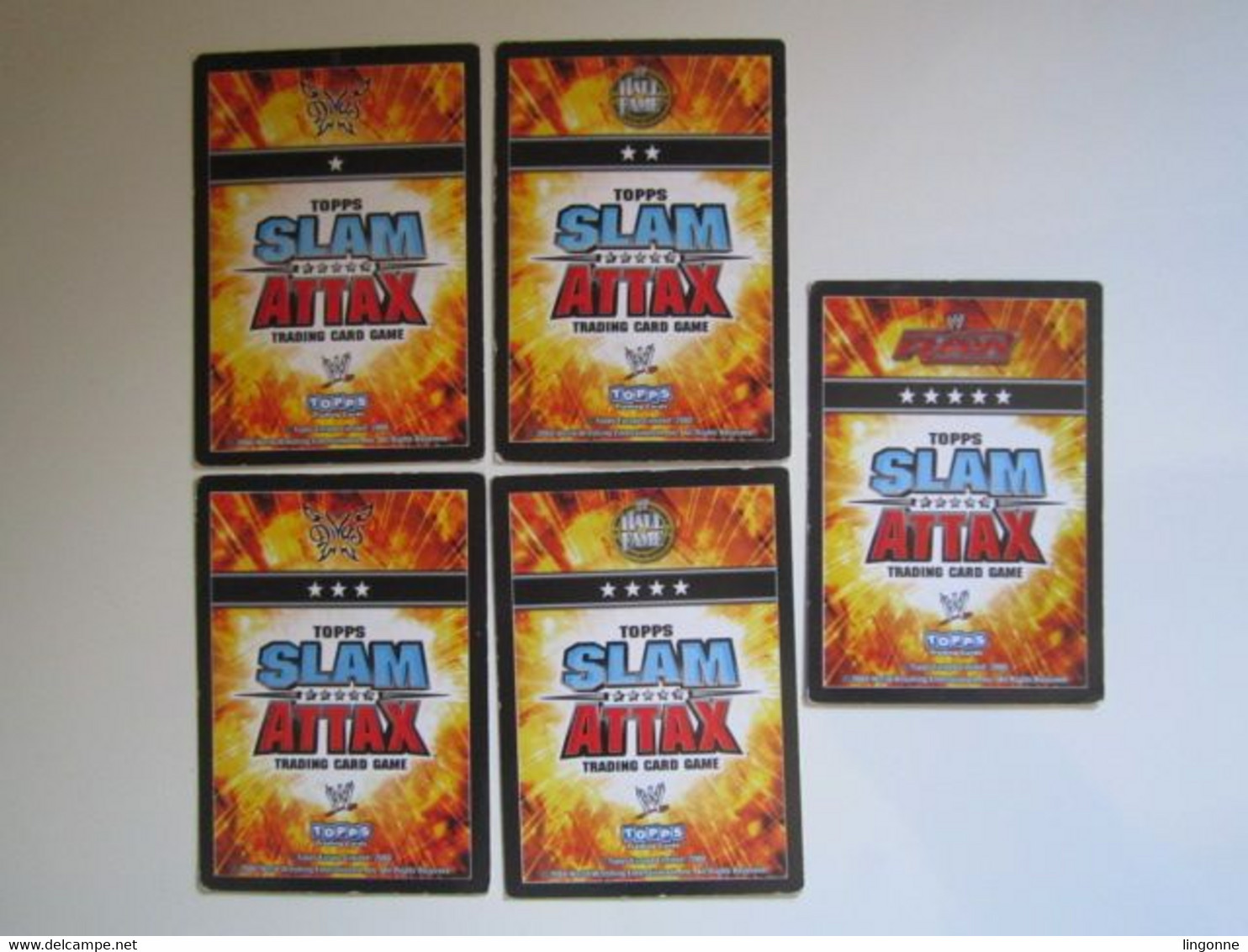 5 Cartes De Catch TOPPS SLAM ATTAX Trading Card Game - Trading Cards