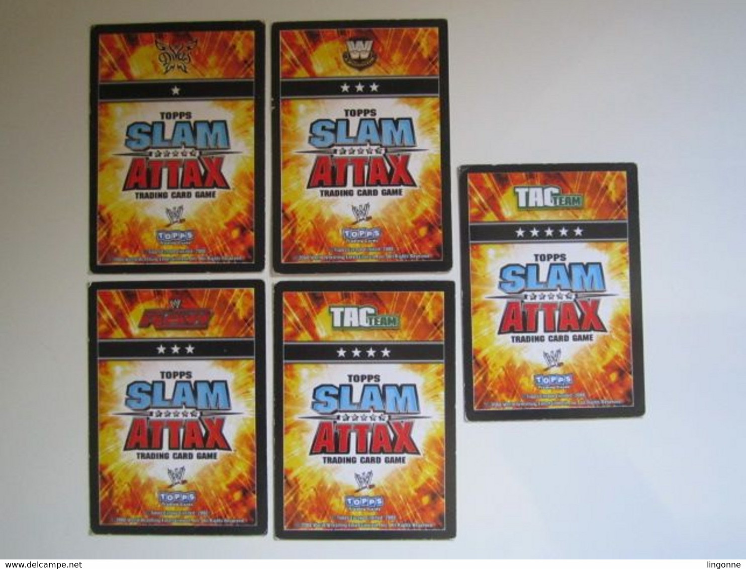 5 Cartes De Catch TOPPS SLAM ATTAX Trading Card Game - Trading Cards
