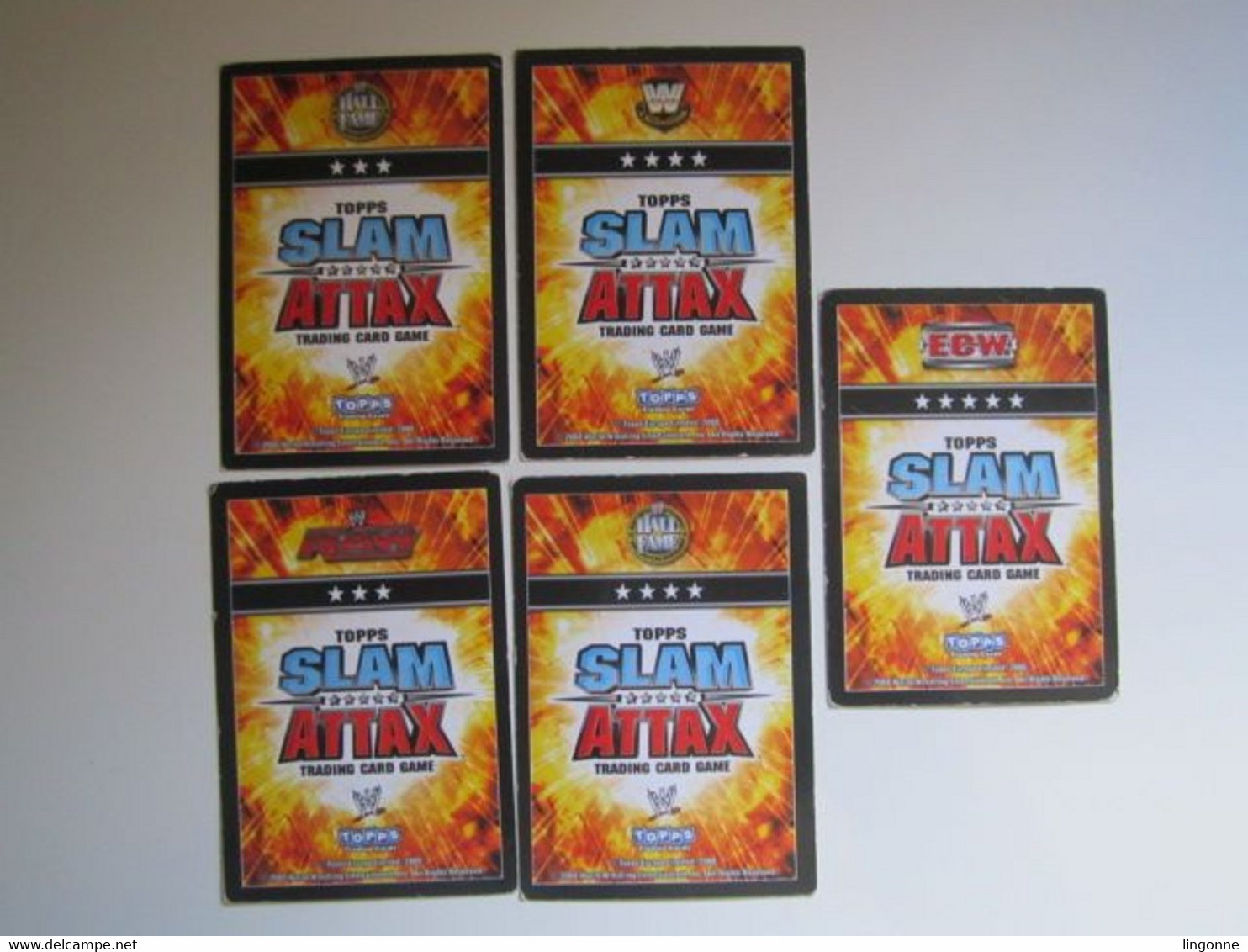 5 Cartes De Catch TOPPS SLAM ATTAX Trading Card Game - Tarjetas