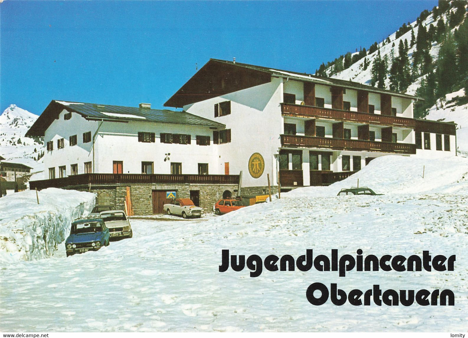 Autriche Obertauern Jugendalpincenter + Timbre Cachet Obertauern Voiture Auto Peugeot 504 - Obertauern