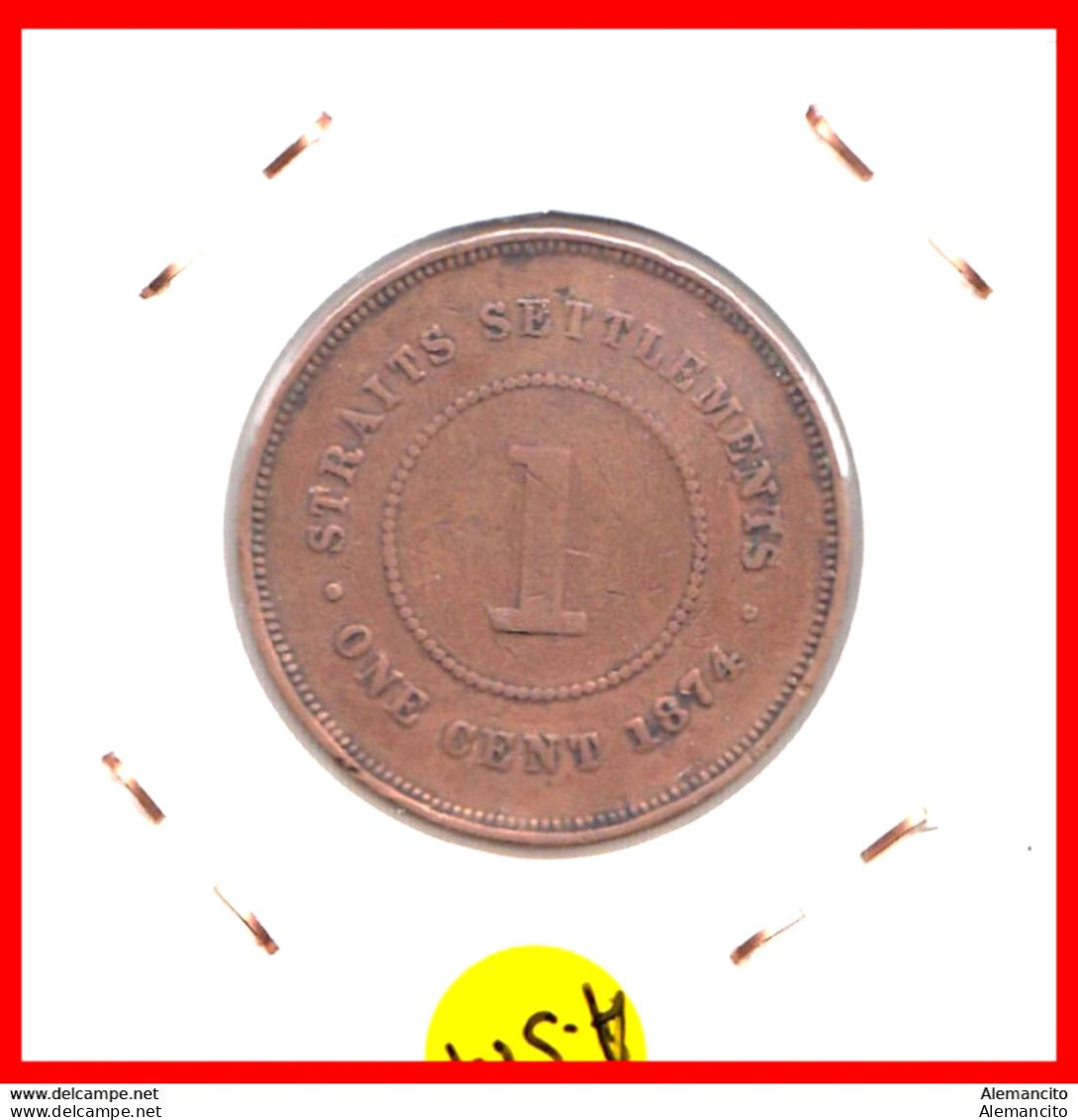 GRAN BRETAÑA EL COLONIAS DEL ESTRCHO 1 ENTAVO DEL AÑO 1873-1874 - D. 1 Penny