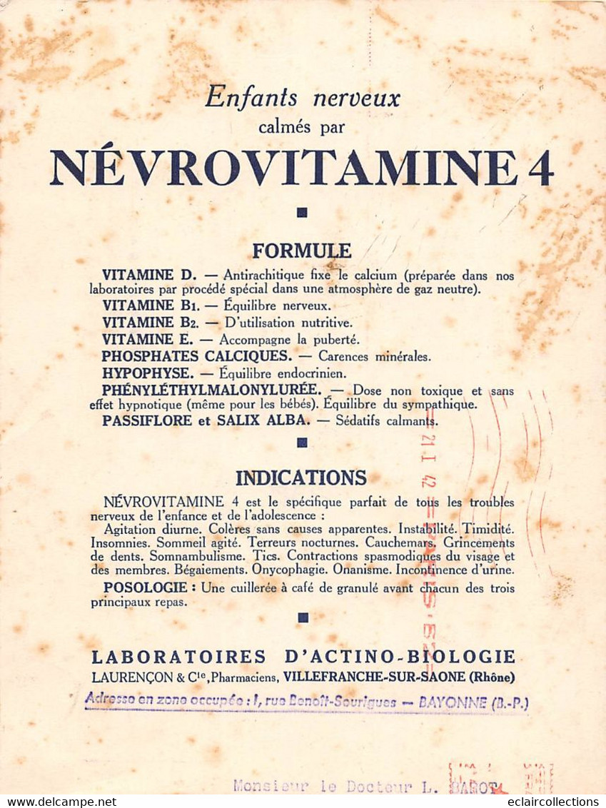 Image; 18 X 13.5      Publicité Névrovitamine    Villefranche Sur Saône  (voir Scan) - Andere & Zonder Classificatie