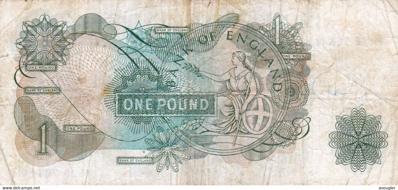 Great Britain United Kingdom England 1 POUND 1966-70 F P-374F* Replacement Note "PREFIX R" Very RARE - 1 Pond