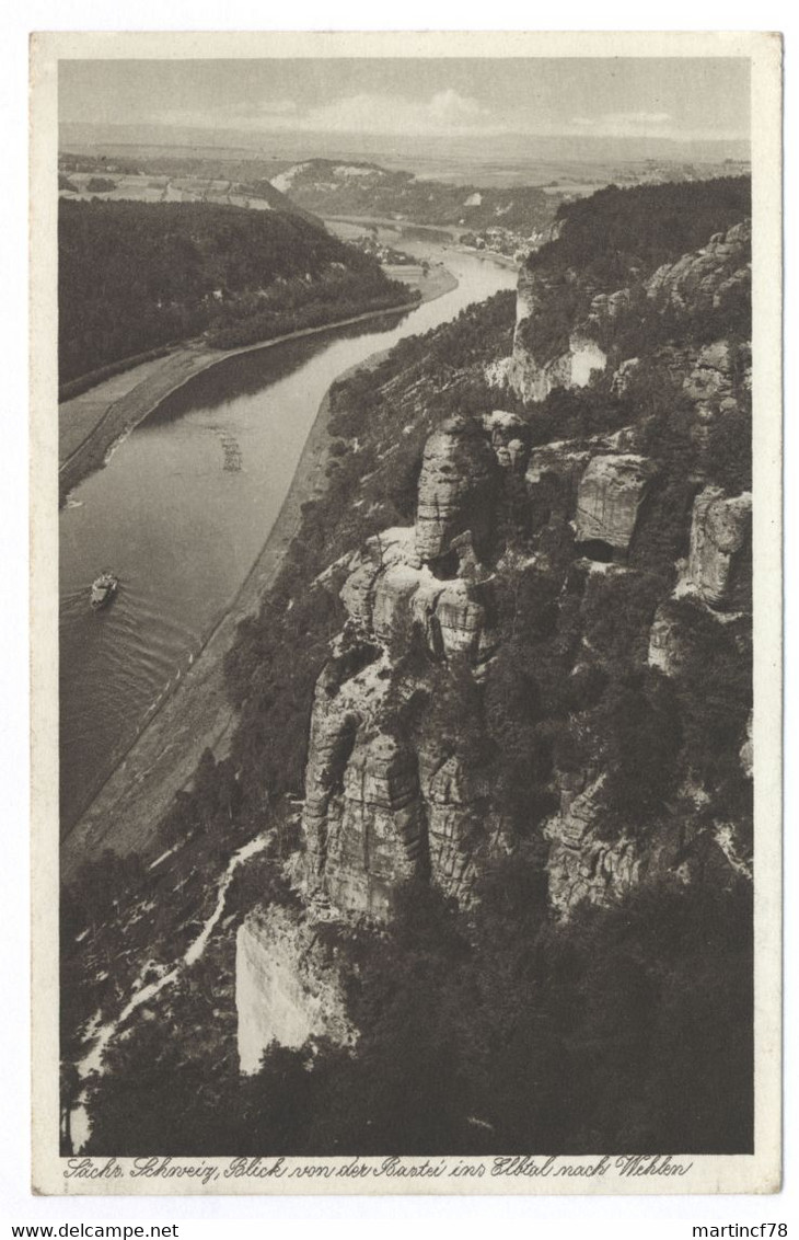 O-8306 Sächs. Schweiz Blick Von Der Bastei Ins Elbtal Nach Wehlen - Wehlen