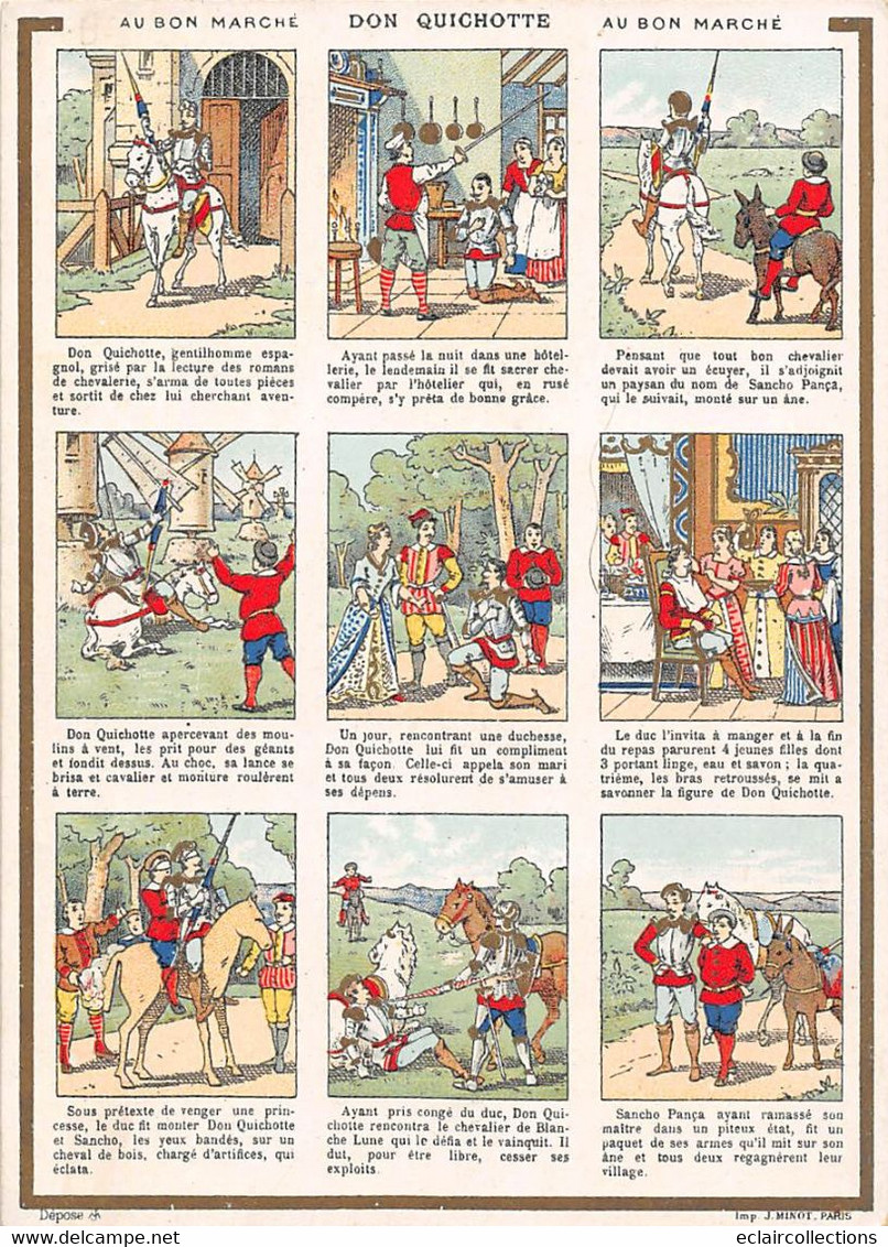 Image;16 X 11.5 Cm    Publicité: Au Bon Marché  Récit Planche De 9 Vues. Don Quichotte     (voir Scan) - Andere & Zonder Classificatie