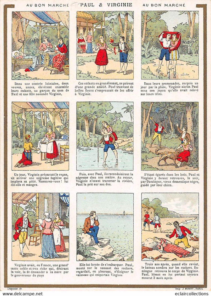 Image;16 X 11.5 Cm    Publicité: Au Bon Marché  Récit Planche De 9 Vues. Paul Et Virginie      (voir Scan) - Andere & Zonder Classificatie