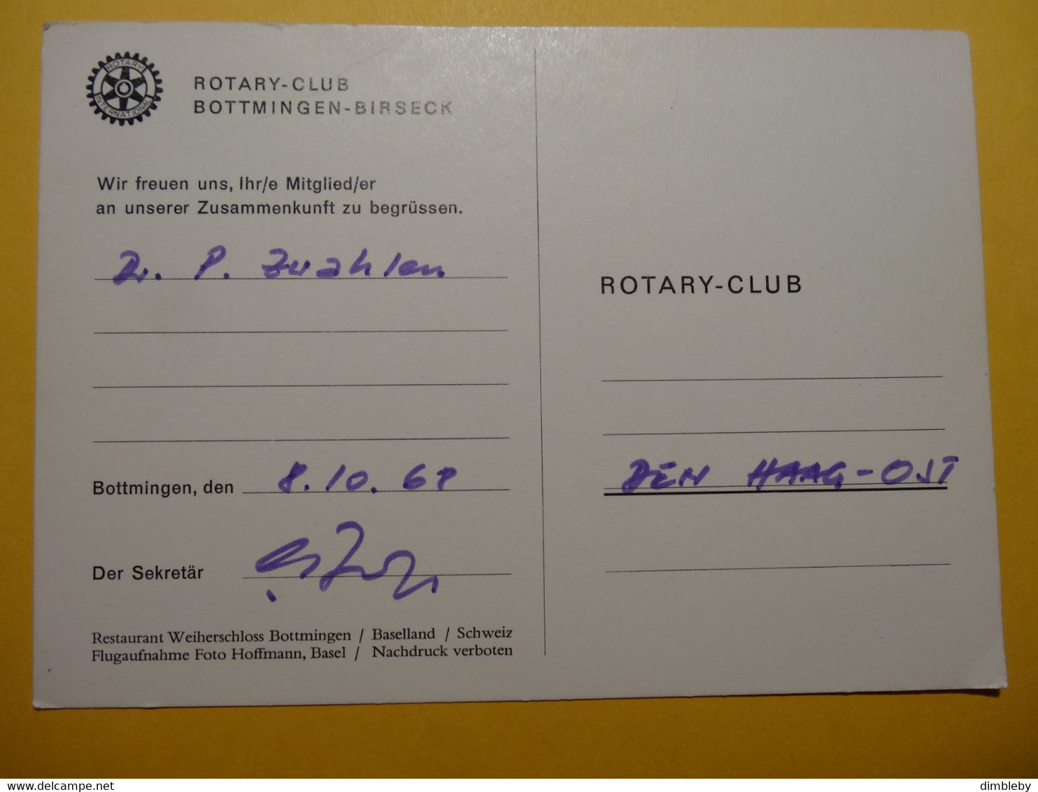 2 X Weiherschloss Bottmingen / Rotary Club Bottmingen - Birseck Flugaufnahme ) (4216) - Bottmingen