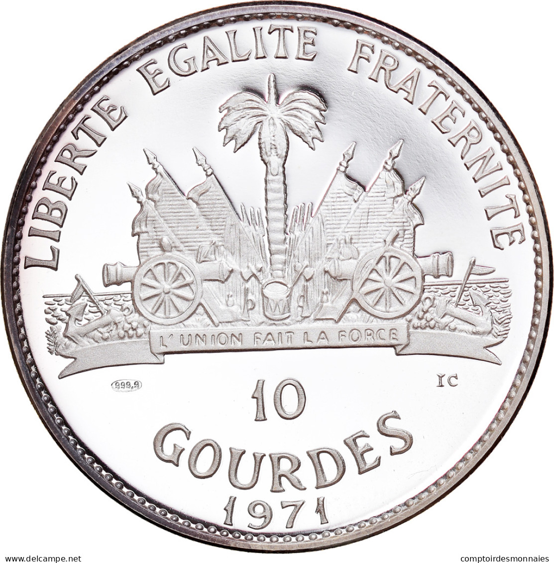 Monnaie, Haïti, Joseph Nez Perce, 10 Gourdes, 1971, Proof, FDC, Argent, KM:84 - Haiti