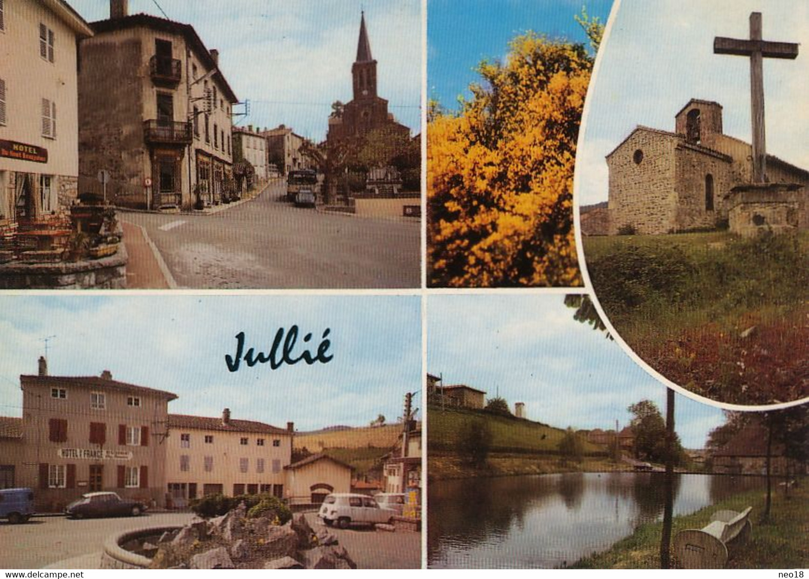 Real Photo Jullié  Multi Vues 4 Vues Hotel France DS Citroen , 4 L Renault - Julienas