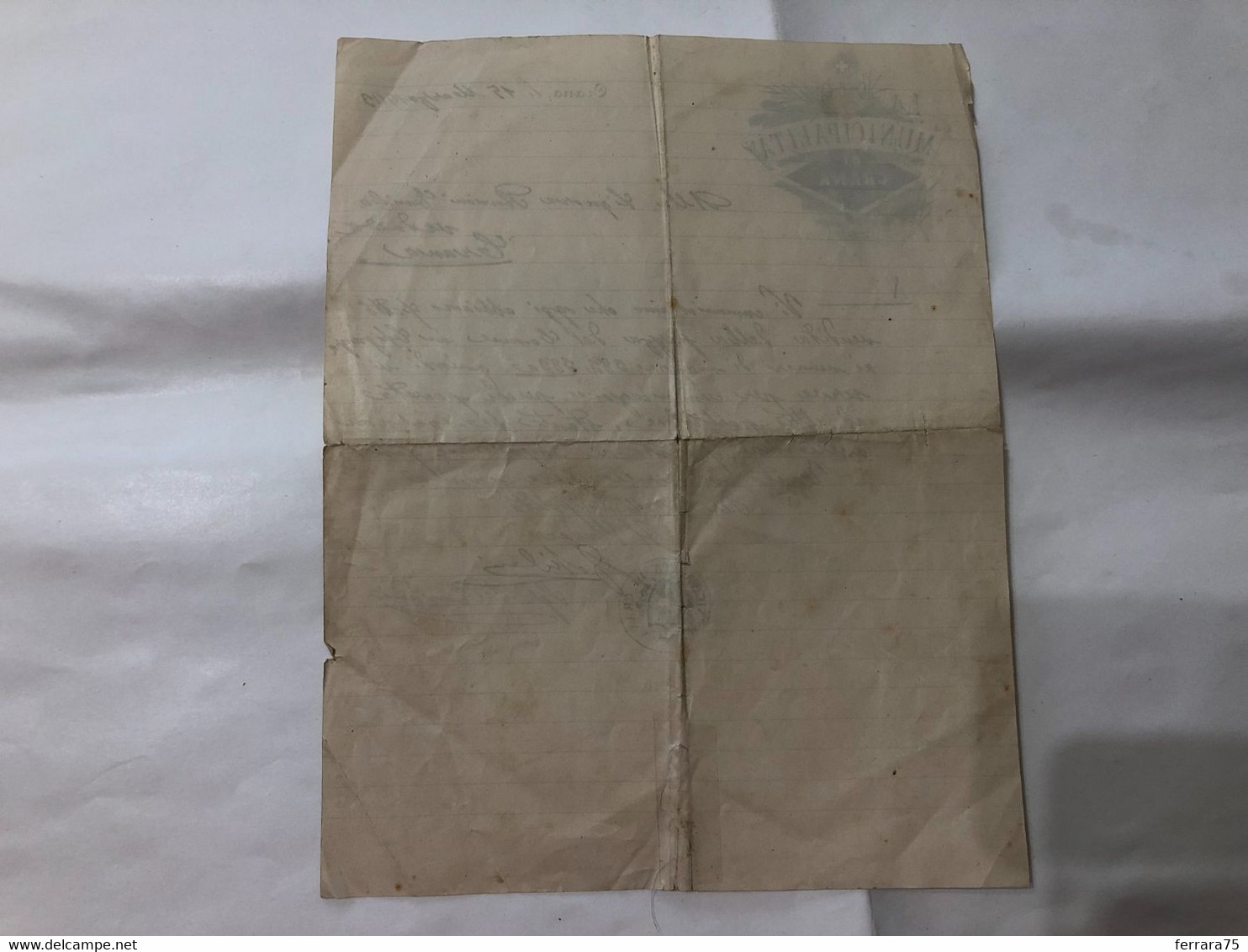 ONSERNONE LA MUNICIPALITà DI CRANA MANOSCRITTO SINDACO CON AUTOGRAFO 1903 - Manuscripts