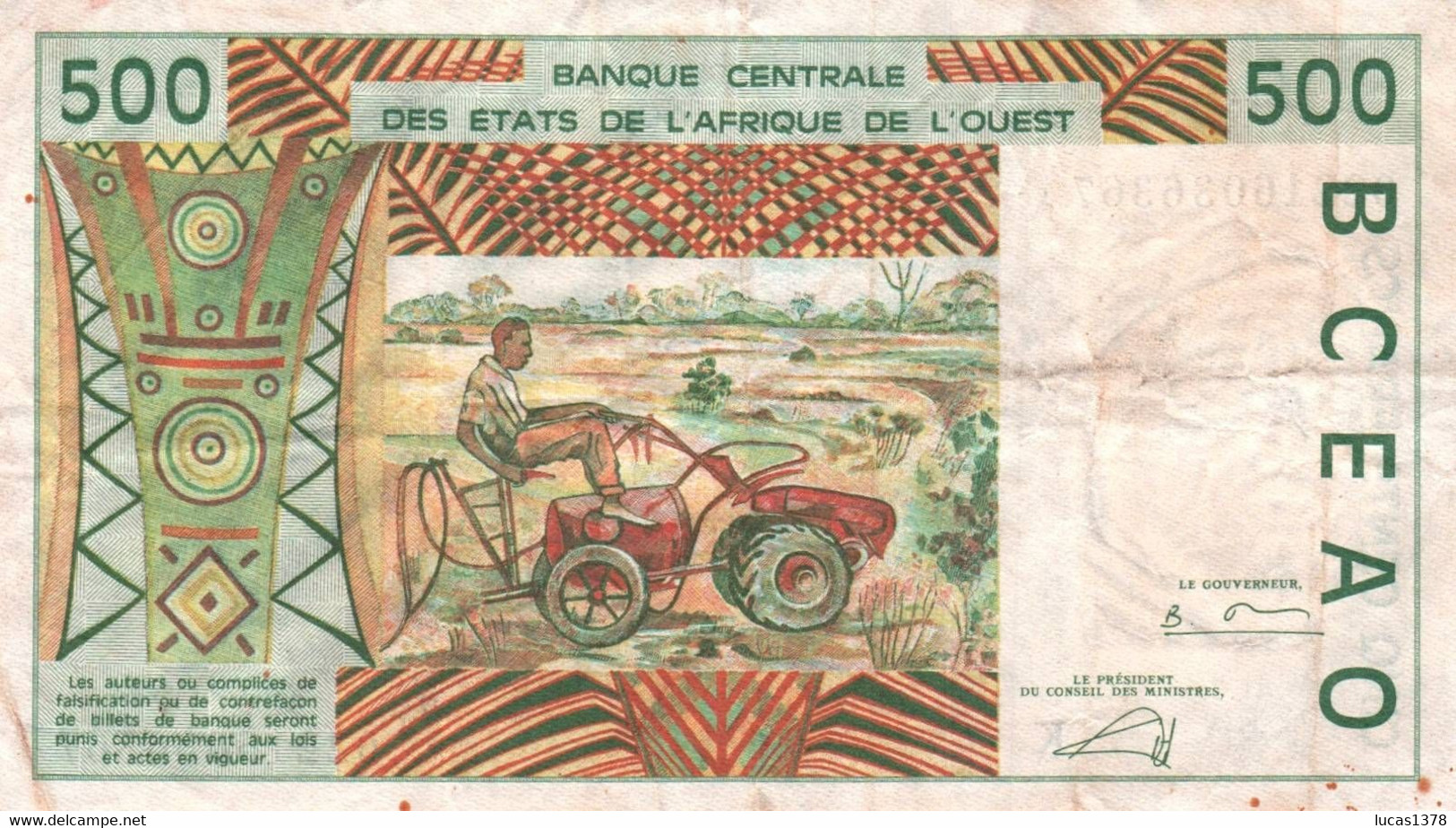 Billet 500 Francs Banque Centrale Des Etats De L'Afrique De L'Ouest / PAS DE TROU - West-Afrikaanse Staten