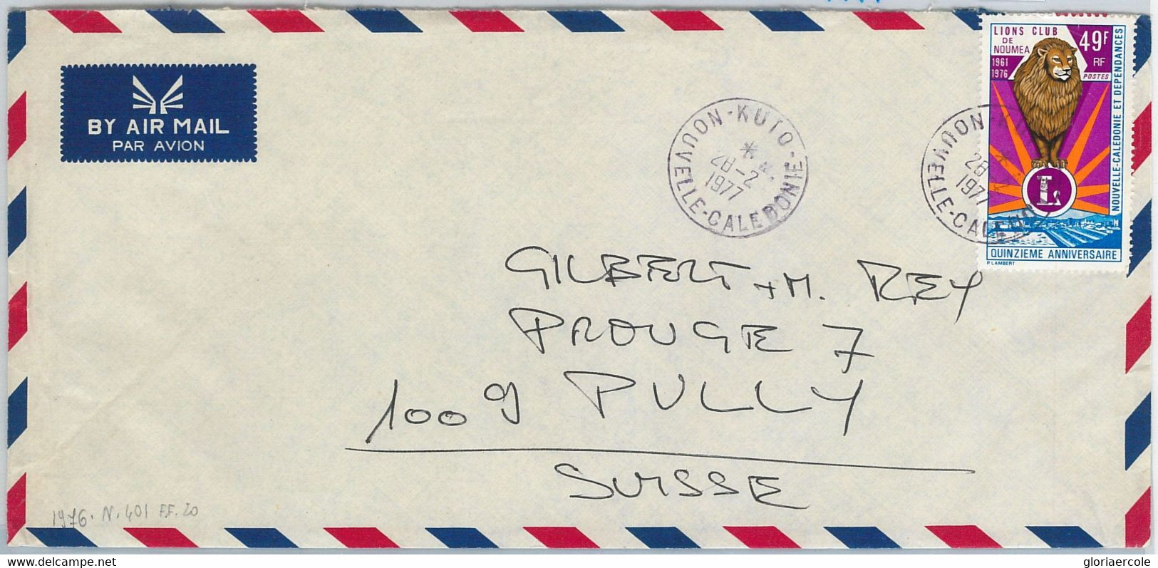 65139 -  Nouvelle-Caledonie - POSTAL HISTORY -  Airmail  COVER To SWITZERLAND 1977 - LION - Briefe U. Dokumente