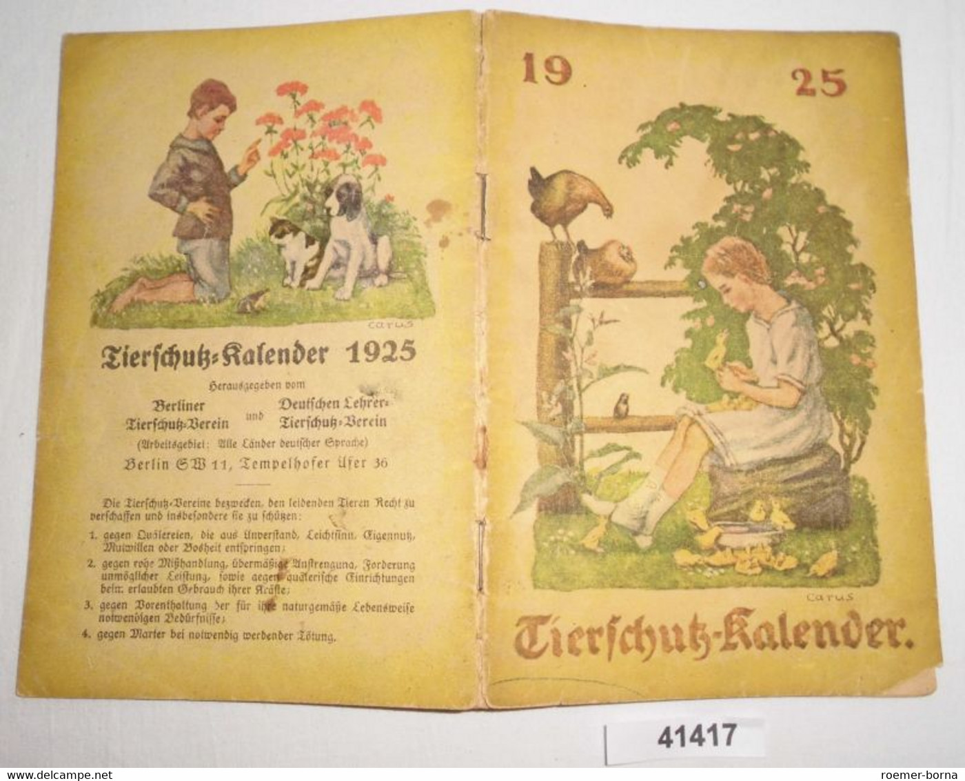 Tierschutz-Kalender 1925 - Calendriers