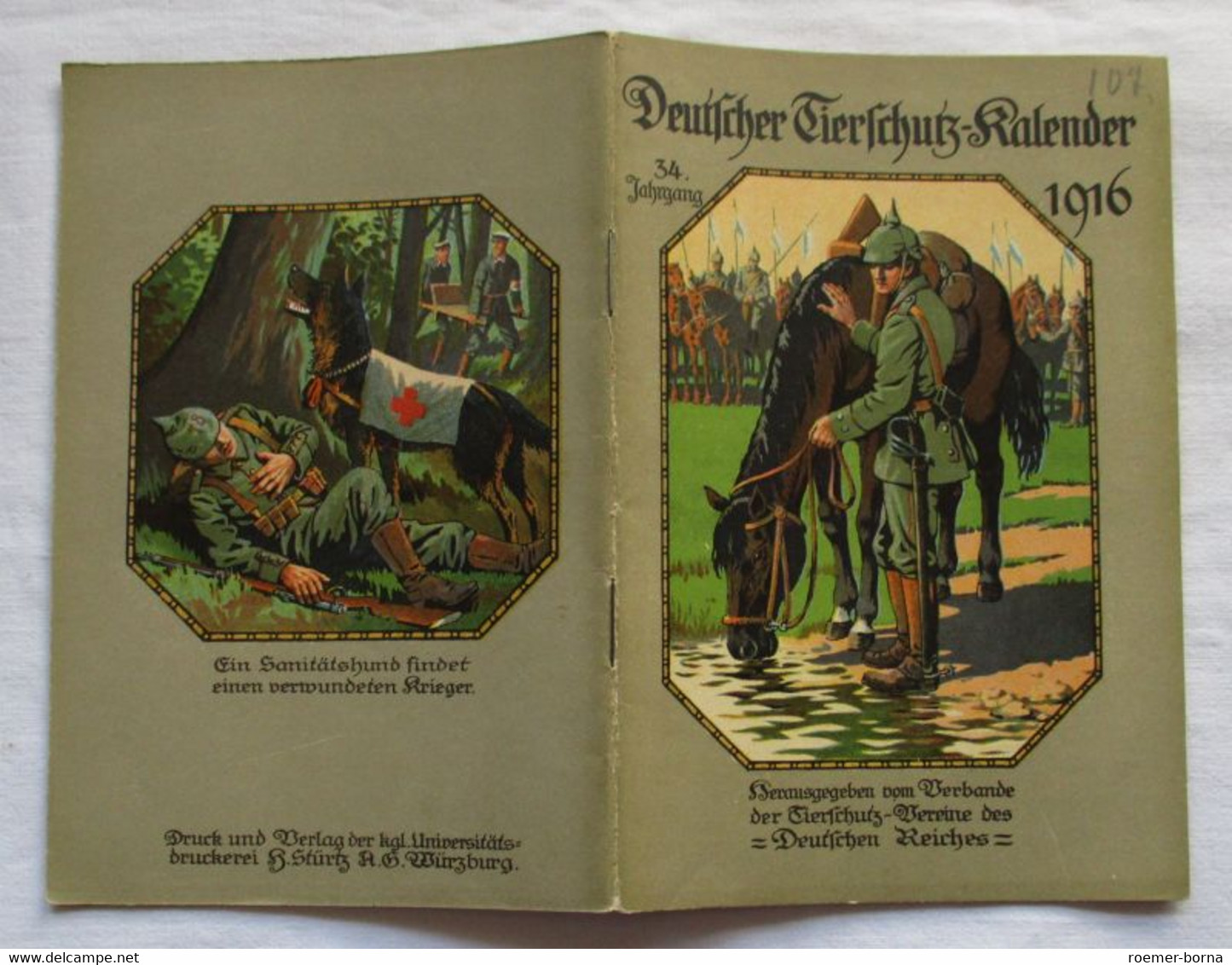 Deutscher Tierschutzkalender 1916 - 34. Jahrgang - Kalender