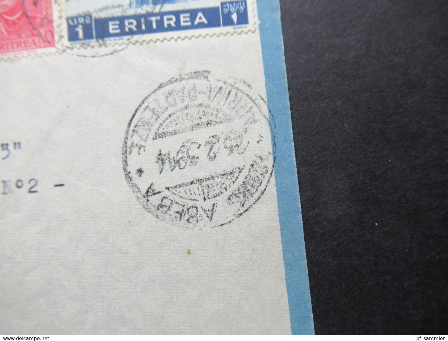 Italien Kolonie Eritrea Luftpost Posta Aerea / Air Mail Via Ala Littoria 1939 Abeba Nach Milano - Eritrea