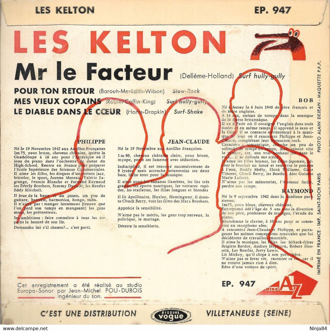 EP 45 RPM (7")  Les Kelton   " Mr Le Facteur  " - Rap & Hip Hop