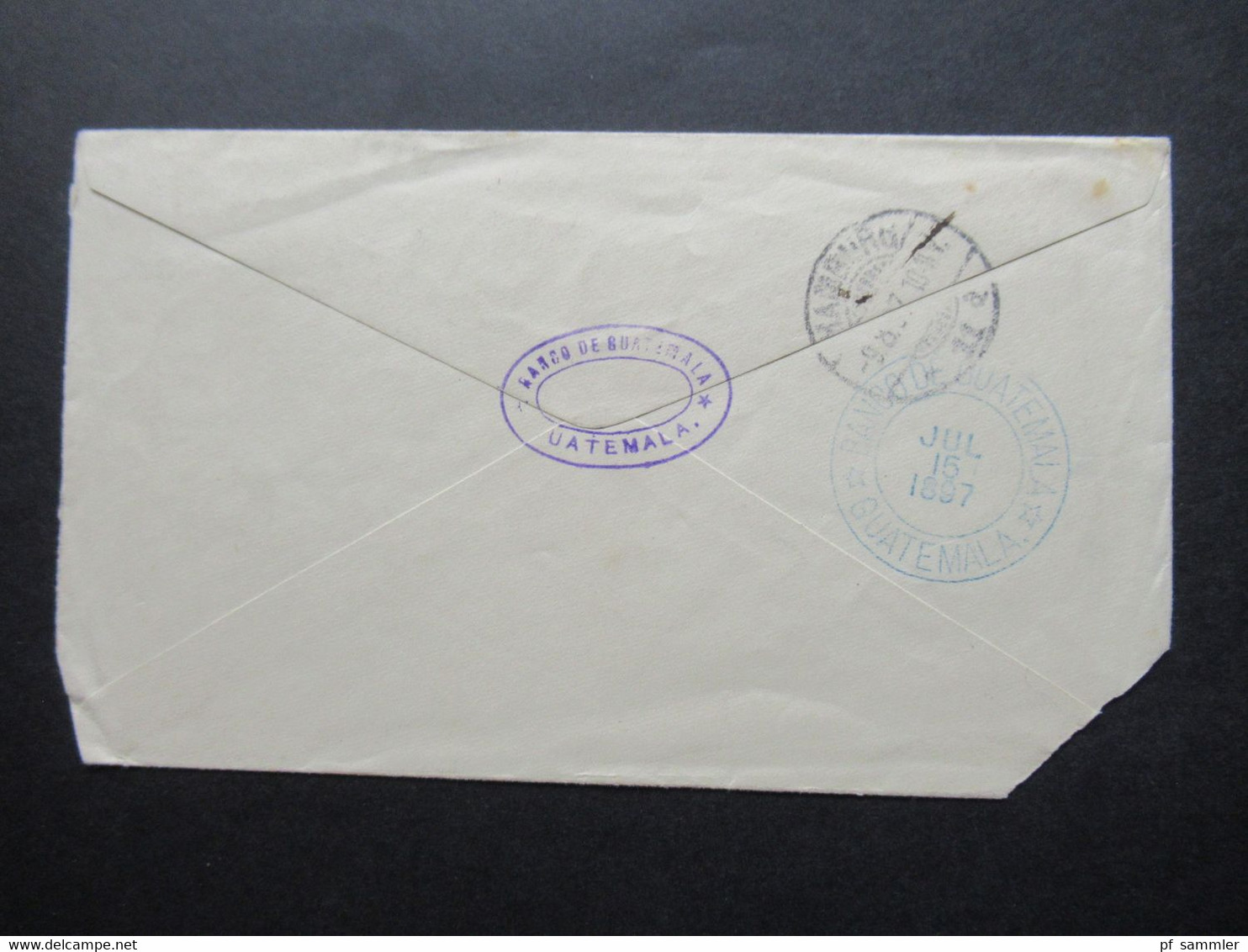 Guatemala 1897 UPU Ganzsachen Umschlag Violetter Stempel L1 Via New Orleans Und Impresos Nach Hamburg - Guatemala