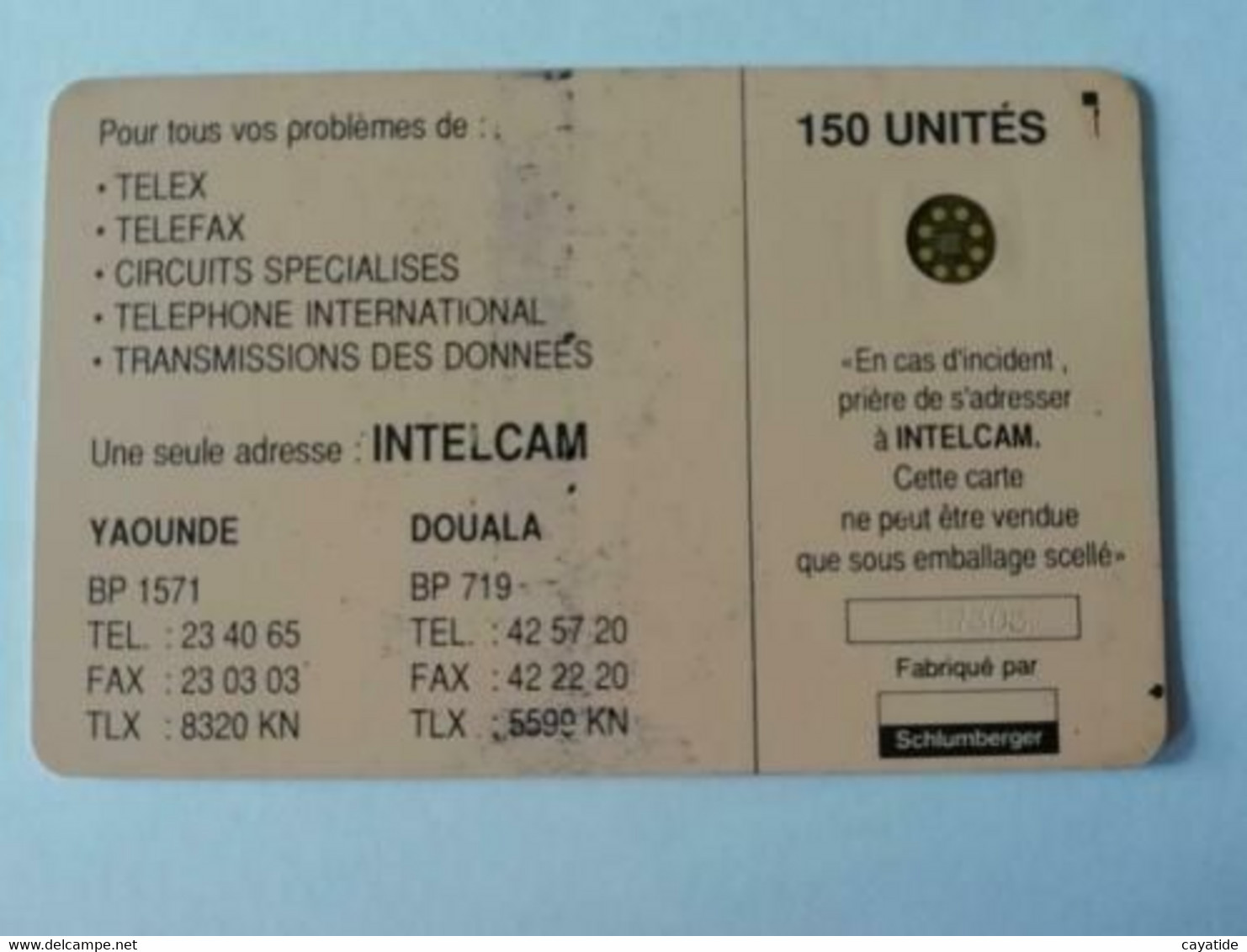 CARTE TELEPHONIQUE - Camerun