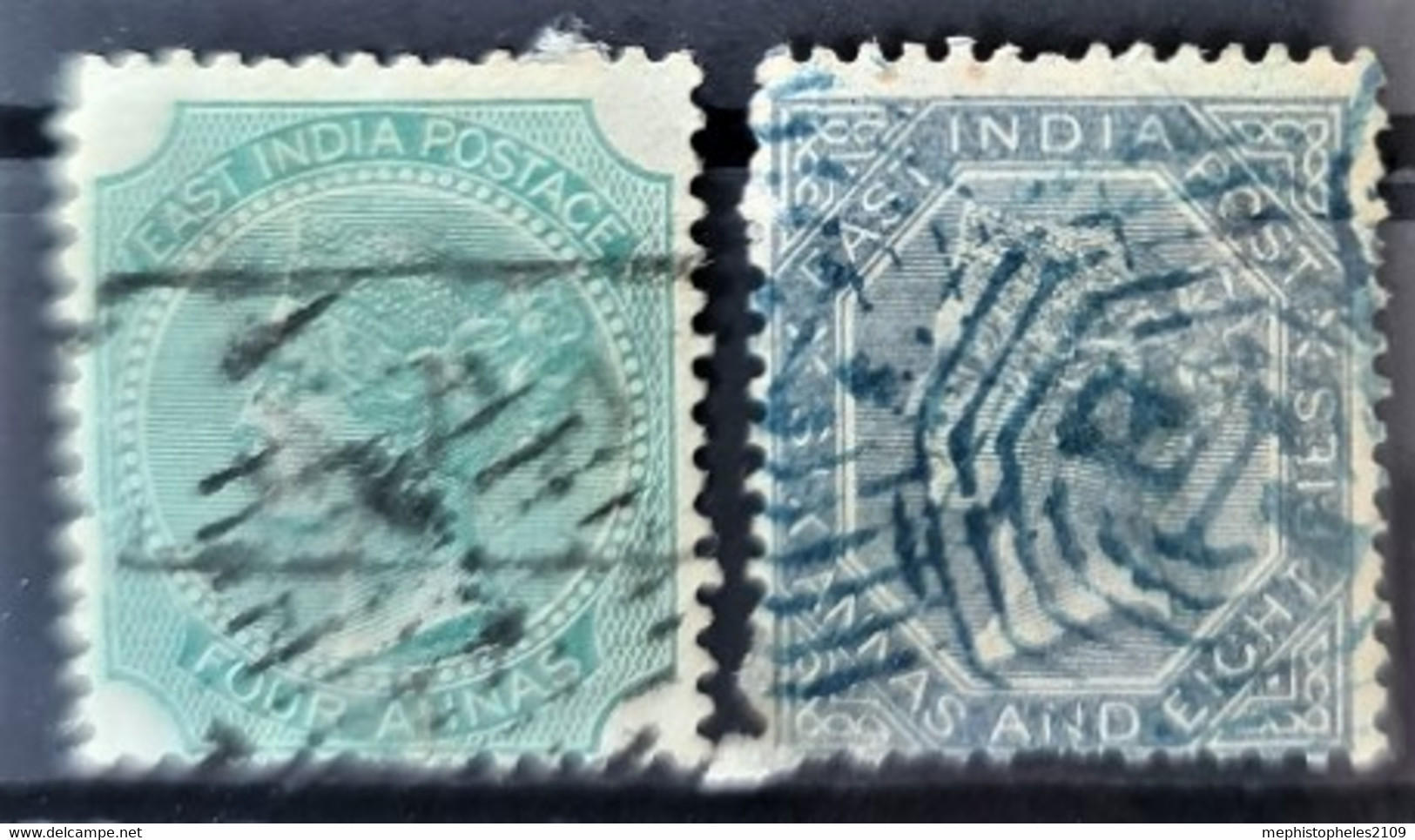 INDIA 1866 - Canceled - Sc# 26, 27 - 1858-79 Crown Colony