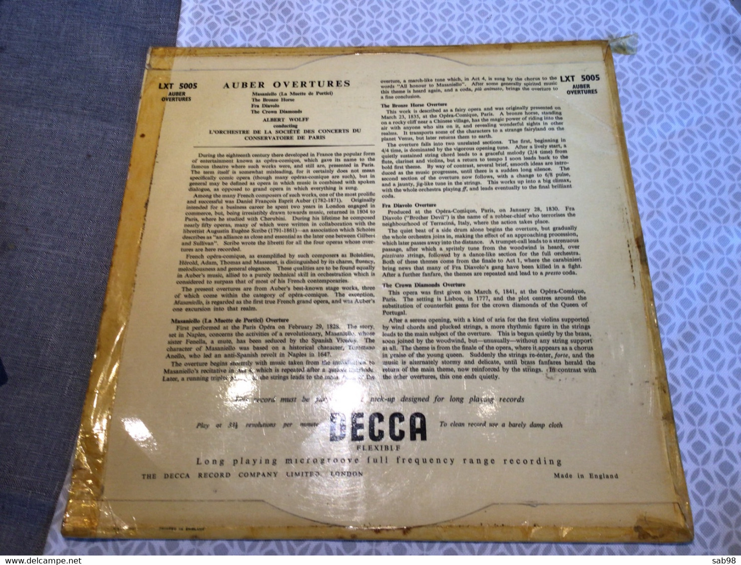 Auber Thé Crown Diamonds Albert Wolf Orchestre De Paris Decca LXT 5005 Limited London Record - Collectors