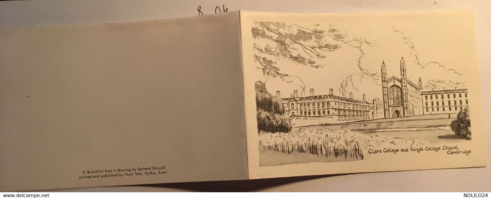 Cp Double, Dessin, Gravure Drawing Bernard Driscoll, Clare College And Kings College Chapel, Cambridge, UK - Cambridge