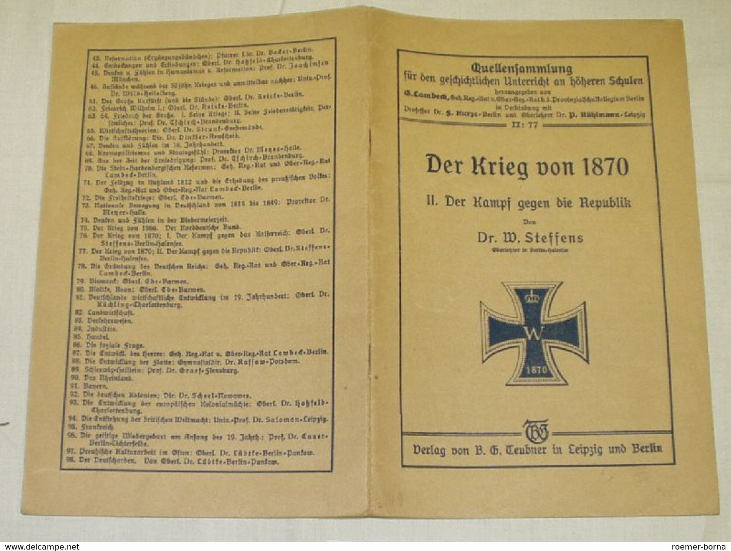 Der Krieg Von 1870 II. Kampf Gegen Die Republik - Libros De Enseñanza