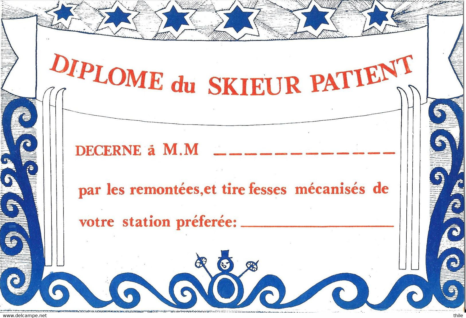 Dessin De Ivan HOR - Diplôme Du Skieur Patient - Hor