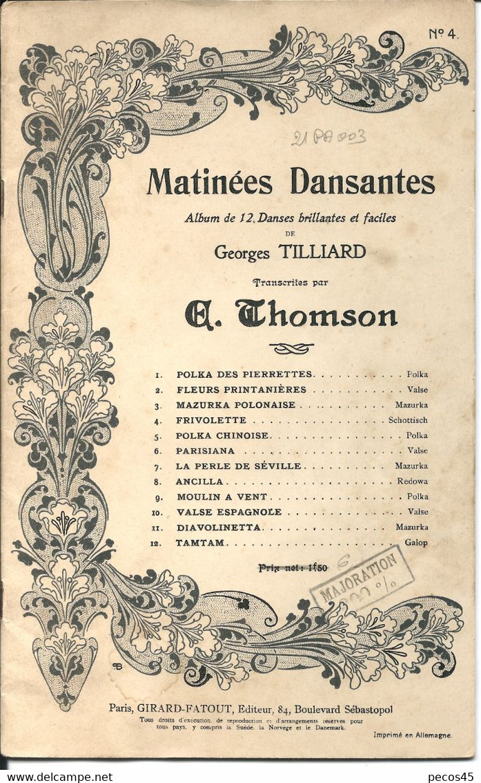 Lot De 3 Brochures  : Le Bal Masqué - Matinées Dansantes - Les Soirées Parisiennes Par Georges TILLIARD. - S-U
