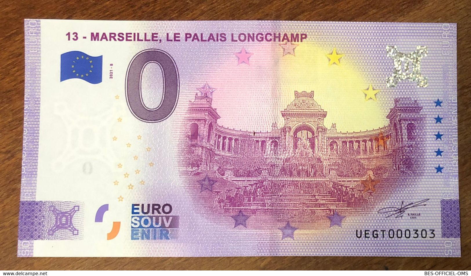 2021 BILLET 0 EURO SOUVENIR DPT 13 MARSEILLE LE PALAIS LONGCHAMP PAPER MONEY 0 EURO SCHEIN BANKNOTE - Private Proofs / Unofficial