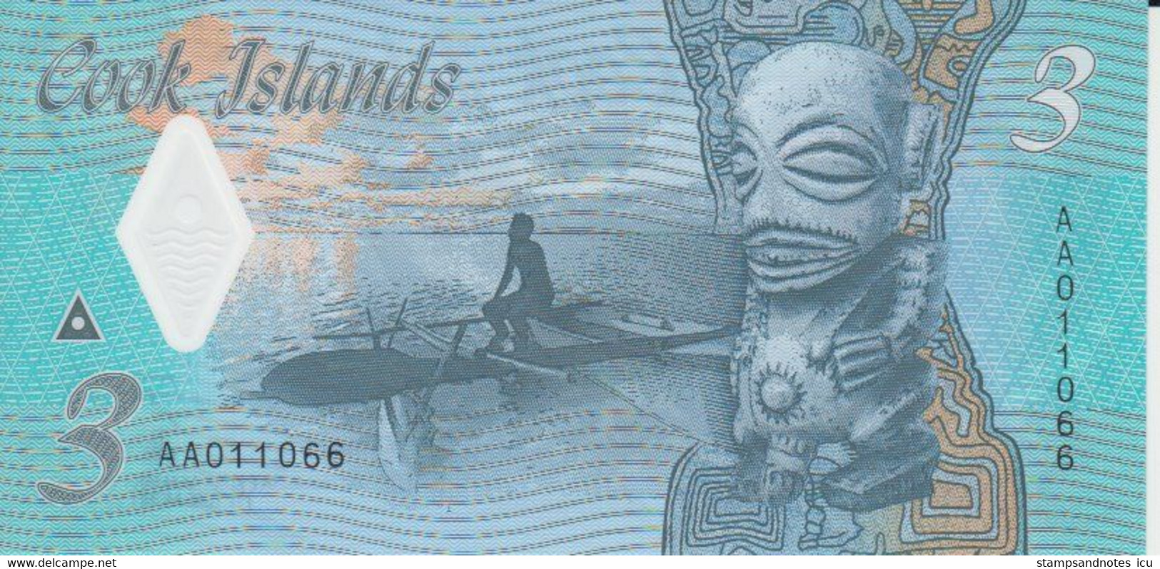 Cook Islands 3 Dollars ND ( 2021 ) P New 11 UNC Polymer Nice Number 011066 - Cookeilanden