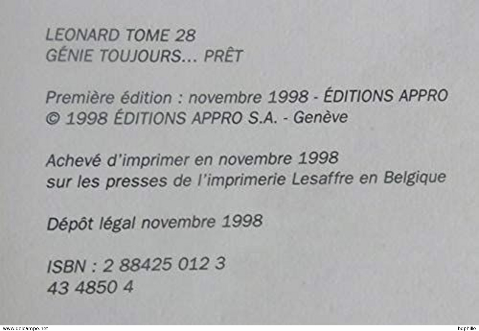 Leonard Génie Toujours Prêt EO 1998 TTBE - Leo Loden