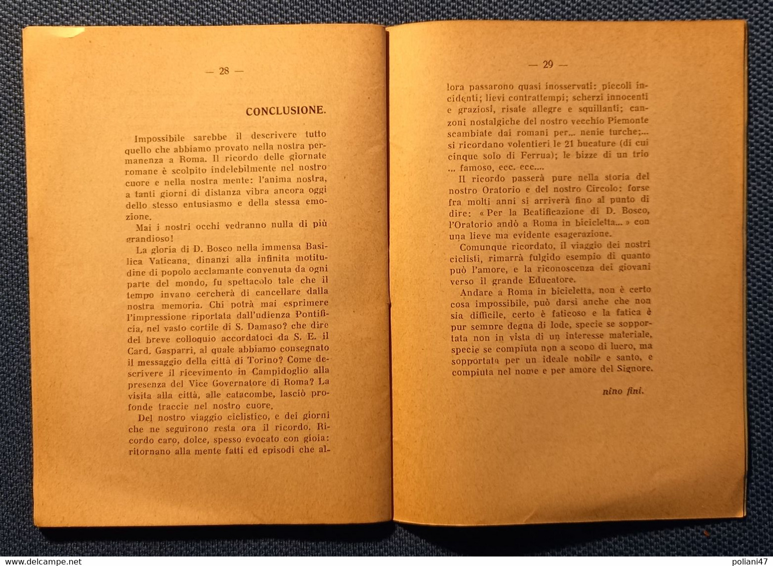 0528 "DA TORINO A ROMA IN BICICLETTA....- LA CICLISTA VALDOCCO NEL 1928 IN GITA COLL'ORATORIO VALSALICE..." OPUSCOLO